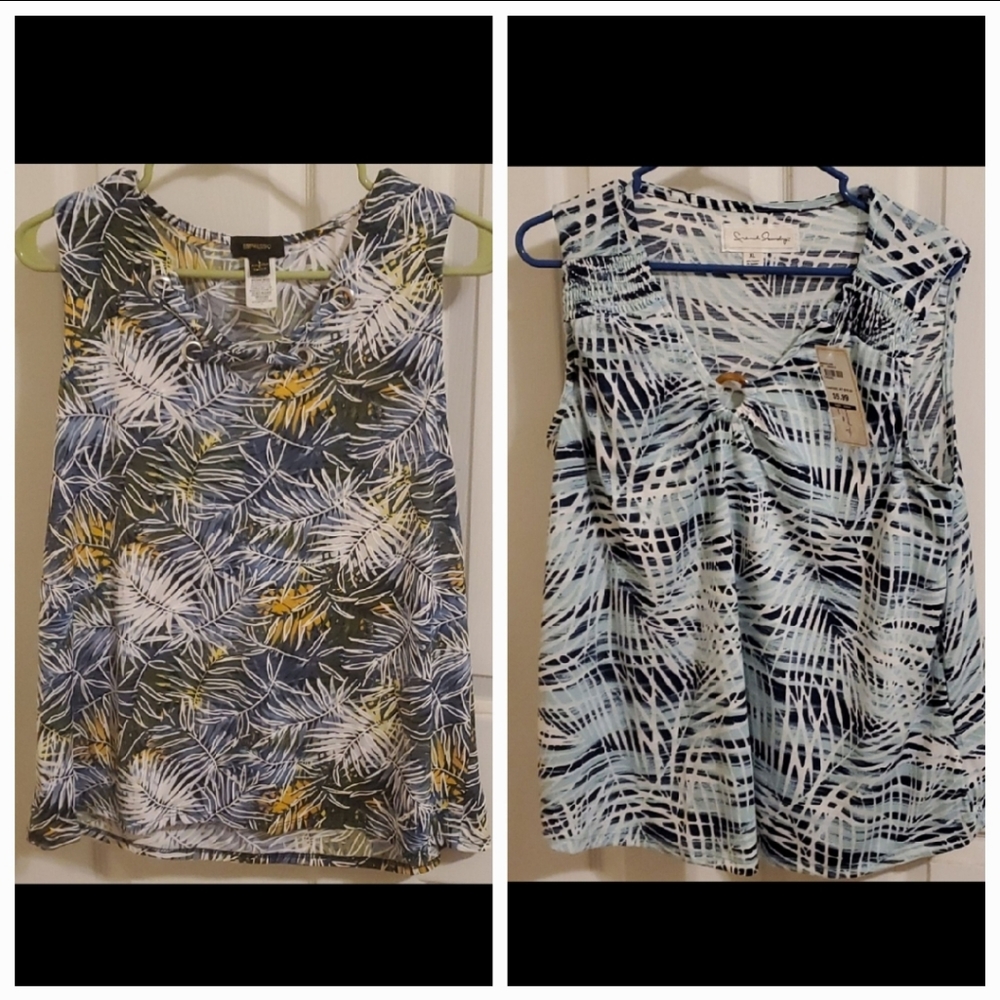 Qty 2 - Sleeveless Wild print Blouses